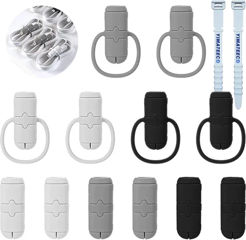 Vista 9 de Protectores de cable de carga, 6 piezas 2 en 1 de silicona de doble extremo compatible con cables de iPhone Android con USB-C tipo C, funda
