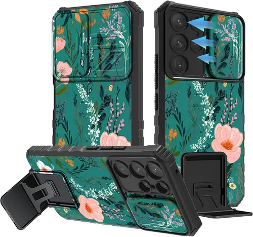Vista 9 de Funda para Samsung Galaxy A13 5G/4G/A04S, Galaxy A13 5G con cubierta de cámara deslizante, funda de doble capa integrada con función atril