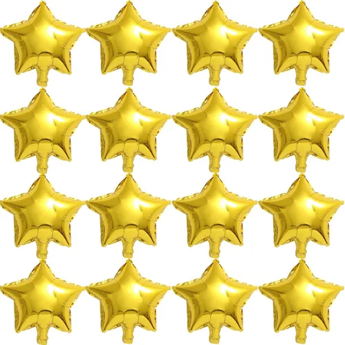 Vista 9 de 6 globos de aluminio de 22 pulgadas y 10 globos de aluminio de 10 pulgadas con estrella - Dorado, globos de estrella de 12 puntas y 4 puntas para 16