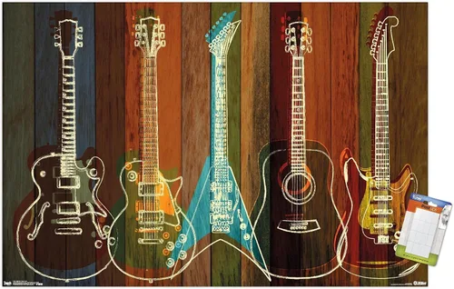 Vista 11 de Trends International Póster de pared de guitarras para pared, 14.725 x 22.375 pulgadas, versión enmarcada de madera de granero Versión enmarcada