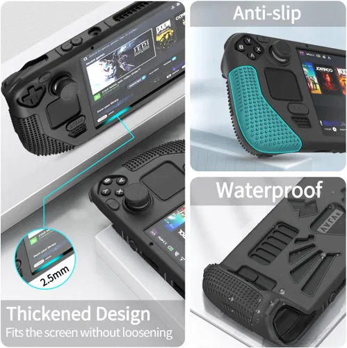 Vista 4 de SUIHUOJI Funda protectora de pie para cubierta de vapor, protector de accesorios de silicona engrosada, cubierta suave con 2 pares de agarres