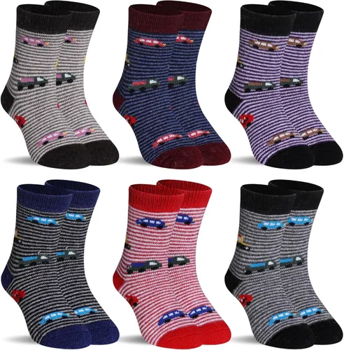 Vista 16 de SeeyAN Calcetines de lana merino para niños y niñas, botas de senderismo, térmicos, cálidos, acogedores, suaves, gruesos, 6 pares