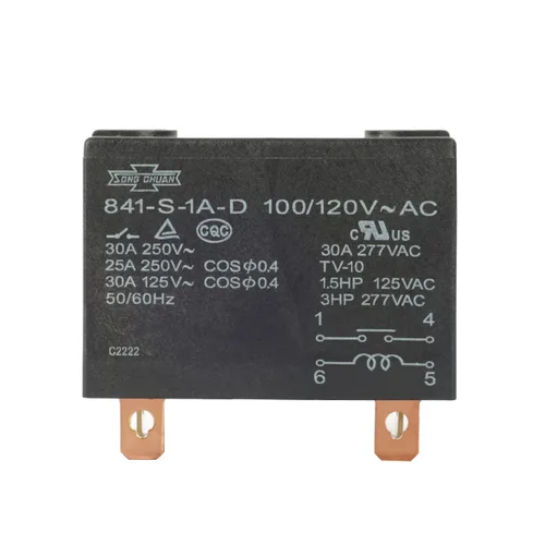 Vista 6 de 841-S-1A-D 12VDC Relé de poder 30A 277VAC SPDM 4 pines Tipo terminal rápido Cubierta de polvo