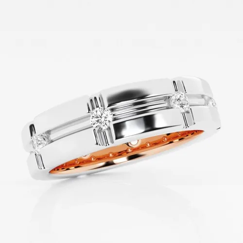 Vista 6 de 12 ctw redondo laboratorio cultivado diamante anillo de boda de los hombres en oro de 14k