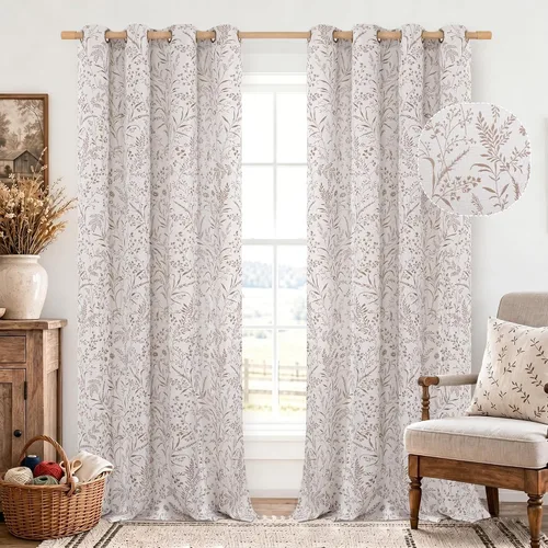 Vista 12 de BGment Cortinas de lino beige para dormitorio de 63 pulgadas de largo, cortinas de ventana con ojales y ojales para ventana de sala de estar, 2