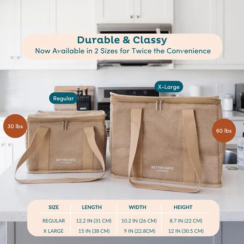 Vista 5 de Nook Theory Bolsa de comestibles reutilizable con aislamiento, a prueba de fugas, bolsa enfriadora grande