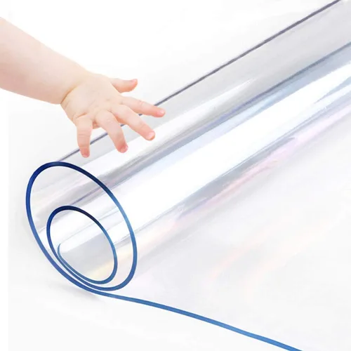 Vista 3 de Protección de mesa transparente de 24" x 36" de plástico, mantel de vinilo impermeable lavable, PVC para mesas de madera rectangulares, mesa