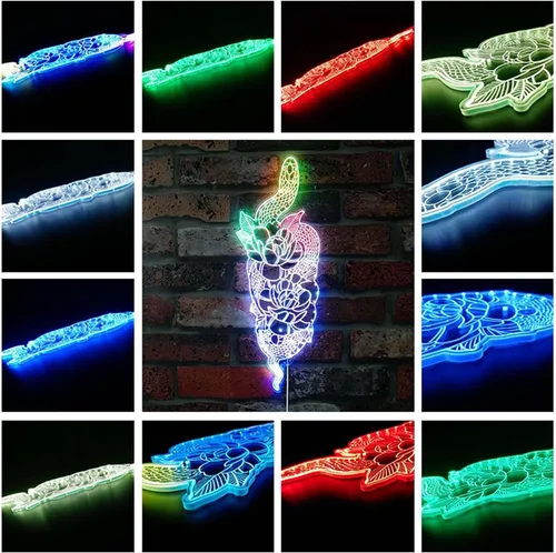 Vista 3 de ADVPRO Flor con tatuaje de serpiente RGB Dynamic Glam LED Sign - Forma de corte a borde - Decoración de pared 3D inteligente - Iluminación dinámica