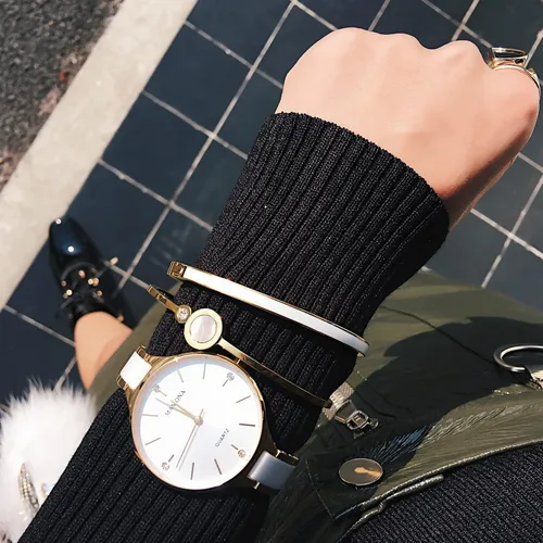 Vista 4 de MAMONA Watches for Women Christmas Gifts for Women Wife, Girls & Ladies Fashion Bracelet Watch Set Waterproof Womens Ceramic Watch Casual Wrist
