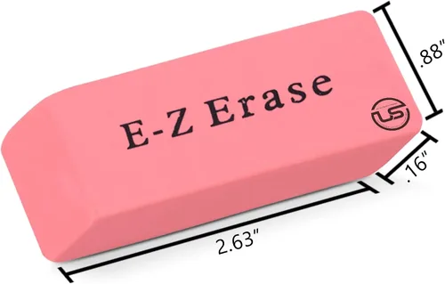Vista 3 de Borradores rosados, paquete a granel de 12 borradores rectangulares, sin látex, borradores de perlas rosas para suministros escolares, arte y oficina