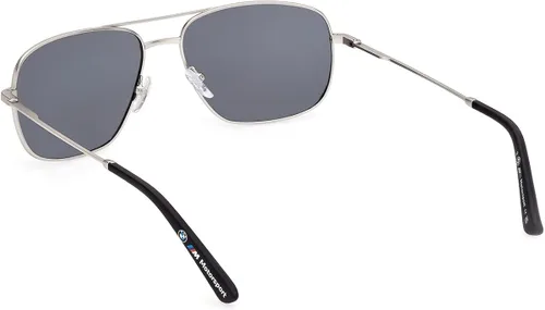 Vista 3 de BMW Gafas de sol de metal polarizadas rectangulares para hombre, paladio mate, 59, Paladio mate.