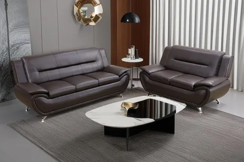 Vista 38 de A Ainehome Moderno juego de muebles de sala de estar de piel sintética, sofá modular de 6 asientos con sofá biplaza y silla (negro)