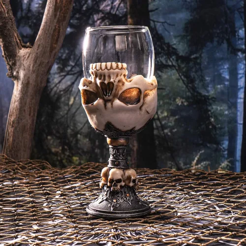 Vista 6 de SUMMIT COLLECTION Underworld - Copa de vino con diseño de calavera, copa de vino, copa de cristal ceremonial, cáliz de vino, copa de 7 onzas líquidas