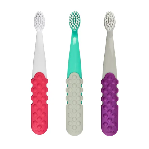 Vista 10 de RADIUS Totz Plus Brush - Cepillo de dientes para niños, sedoso, suave, sin BPA, aceptado por la ADA, diseñado para dientes delicados y encías