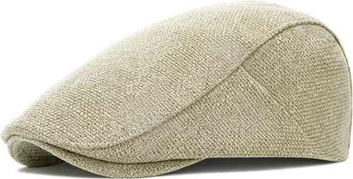 Vista 9 de Gorra de lino sintético para hombre, diseño de periódico con textura tejida ajustable Negro
