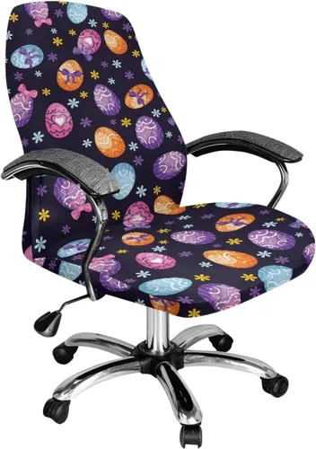 Vista 23 de Xoenoiee Bee Floral Print Office Chair Covers, Stretch Computer Boss Chair Cover with Button High Back Chair Slipcover Anti-Dust Rotating Chair