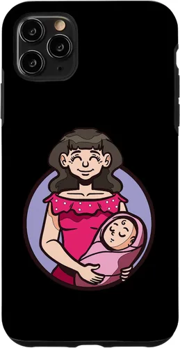 Vista 13 de iPhone XR dibujos animados madre sosteniendo bebé ilustración para niños caso