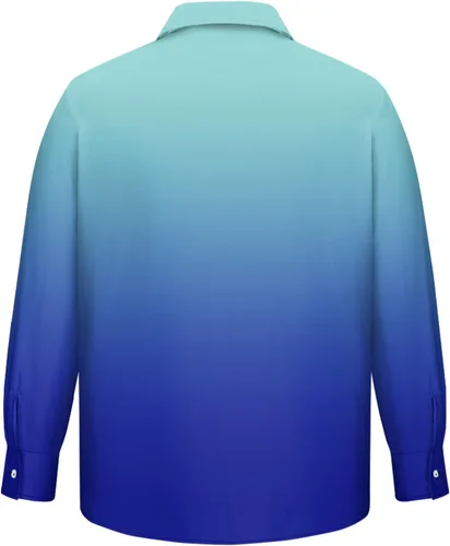 Vista 4 de Ymosrh Camisas de manga larga para hombre, color degradado, con botones, casual, formal, para boda, graduación, tallas M-3XL