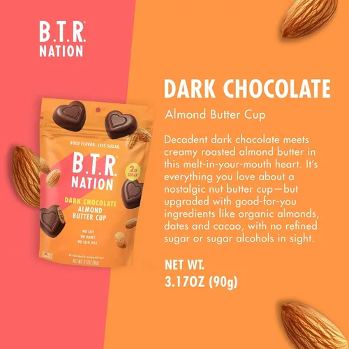 Vista 3 de B.T.R. Nation - Tazas de mantequilla de almendras de chocolate oscuro
