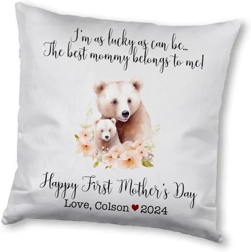 Vista 11 de Mother's Day Bear, First Mother's Day Custom Pillowcase, Personalized Mother's Day Pillowcase, Gift for Mom, Home Decor