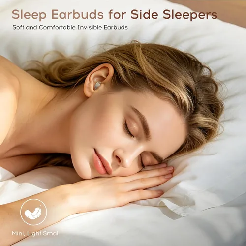 Vista 2 de Auriculares para dormir Bluetooth, auriculares para dormir de lado Beige