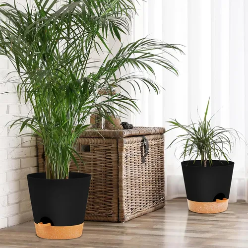Vista 3 de GARDIFE Macetas de 10/9/8 pulgadas para plantas de interior, macetas auto-regantes, macetas de riego automático, macetas de flores, negras