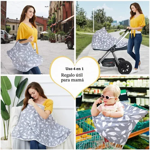 Vista 3 de Funda de lactancia para bebé y poncho de lactancia, cubierta multiusos para toldo de asiento de automóvil, cubierta de carrito de compras, cubierta