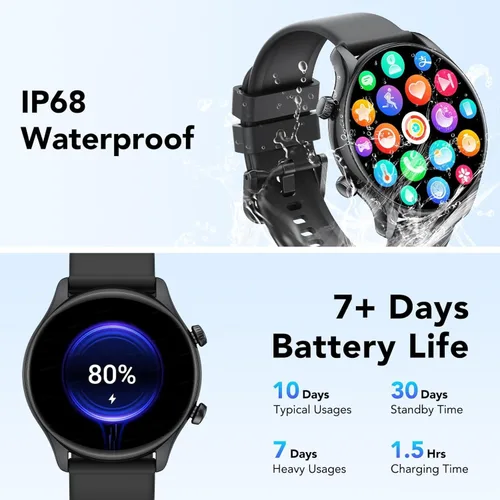 Vista 6 de Reloj inteligente, reloj inteligente de 1.39 pulgadas para mujer (respuesta/hacer llamadas), rastreador de actividad física con monitor de Oro rosa