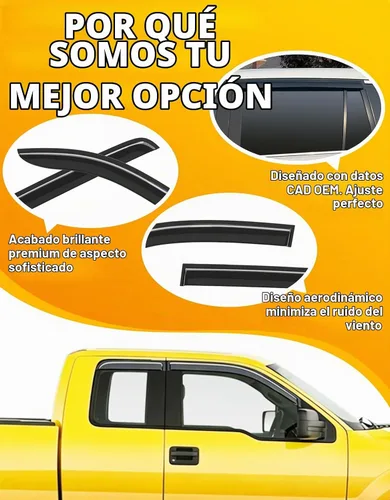 Vista 6 de Protector de lluvia extra grueso para Ford F150 2004-2014 Extended Cab/SuperCab protectores de lluvia con cinta adhesiva lateral de camioneta