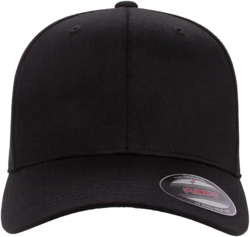 Vista 3 de Gorra de béisbol Flexfit Wooly Combed Premium de 6 paneles estructurada Ajuste elástico Paquete al por mayor disponible Negro