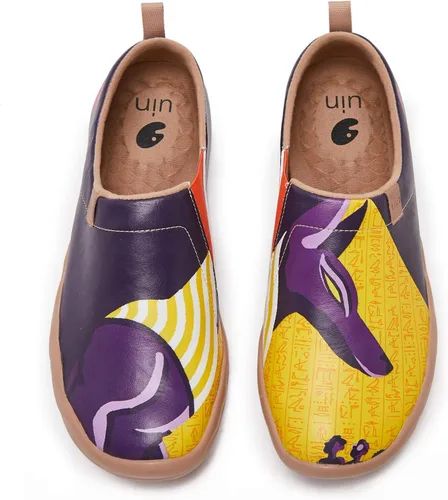 Vista 65 de UIN Zapatos de viaje para caminar para hombre, sin cordones, de lona, informales, ligeros, cómodos y modernos, diseño de perritos felices Ahhhhh