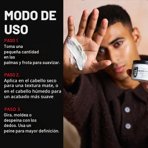 Vista 3 de Slick Gorilla Lighwork - Arcilla mate para el cabello para hombres de 2.5 onzas, acabado mate, sujeción flexible, arcilla ligera para peinar, a base