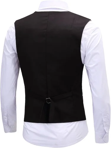 Vista 2 de ERZTIAY Vestido formal para hombre, de negocios, ajustado, sin mangas, chaleco