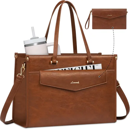Vista 15 de LOVEVOOK Bolsa para laptop para mujer, 15.6 pulgadas, bolsa de mano para laptop 2 en 1, bolsa de trabajo profesional, maletín de negocios con bolso