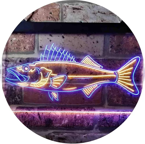 Vista 17 de ADVPRO Walleye Fish Camp Man Cave Dual Color LED Neon Sign Blue & Red 12 x 8 Inches st6s32-i3732-br