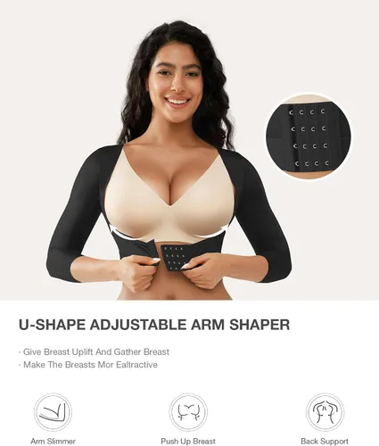 Vista 3 de Lover-Beauty Manga de compresión de brazo para mujer, moldeadores de brazos Lipo poscirugía, corrector de postura