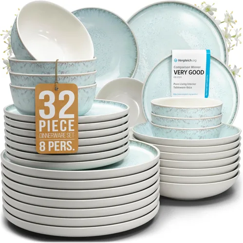 Vista 32 de Juego de vajilla de gres para 4 personas 12 piezas – Juego de platos y cuencos negros mate – Apto para lavavajillas, microondas y resistente a