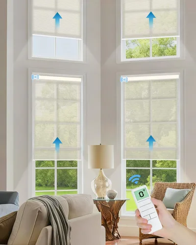 Vista 11 de Tokblind Persianas enrollables motorizadas de filtrado de luz con control remoto, persianas inteligentes para ventanas compatibles con Alexa Google