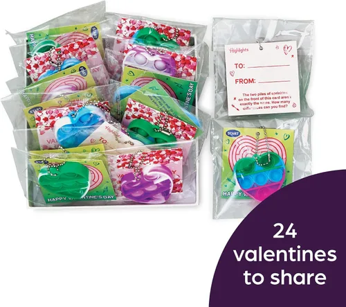 Vista 4 de Highlights for Children Pop-It Tarjetas de San Valentín para intercambio de aula para niños, paquete de 24 tarjetas de rompecabezas para el día