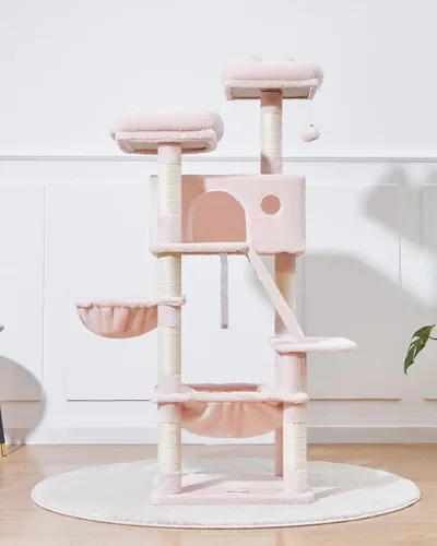 Vista 77 de Taoqimiao Árbol para gatos de 57.5 pulgadas, torre para gatos de interior para adultos, condominio extragrande para gatos, 8 postes rascadores