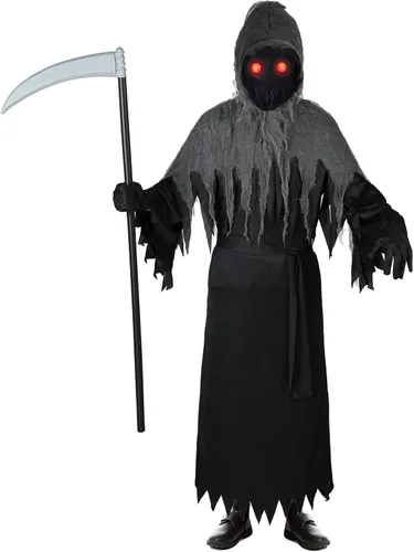Vista 2 de Disfraz de la parca para niños, disfraz de fantasma para Halloween, disfraz de juego de rol