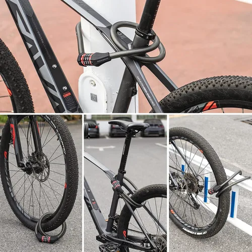 Vista 7 de Rockbros - Cable de bloqueo para bicicleta, combinación de 5 dígitos, 47 pulgadas, ligero Cables de aleación anti-corte, impermeable antioxidante