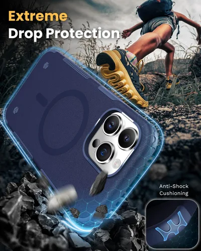 Vista 5 de Rockaway Funda magnética para iPhone 14 Pro Max, compatible con MagSafe, antideslizante, resistente a prueba de golpes, para iPhone 14 Pro Max