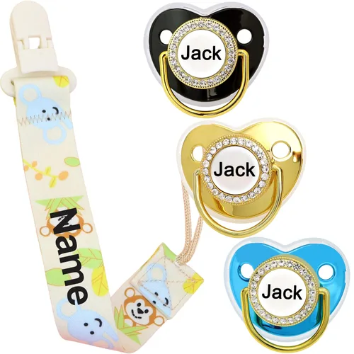Vista 9 de 4 unidades, chupete personalizado con nombre, clip para chupete personalizado, regalo de bebé para niños y niñas recién nacidos, accesorio de bebé