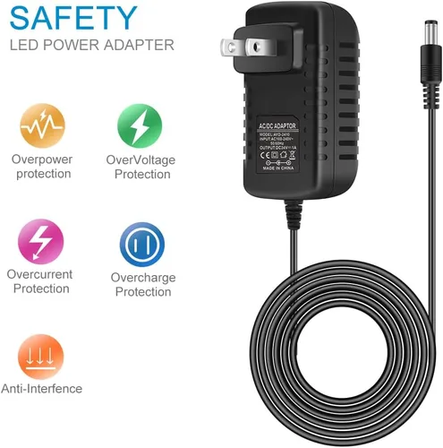 Vista 6 de Fuente de alimentación de 24 V, adaptador de corriente de luces LED de 1 A y 24 W, transformador de 100-240 V CA a 24 V CC para tiras de luces LED