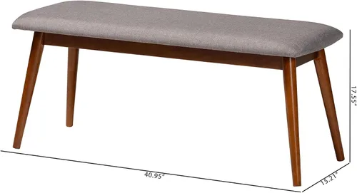 Vista 3 de Baxton Studio Flora Mid-Century - Banco de comedor moderno de madera con acabado marrón claro y roble