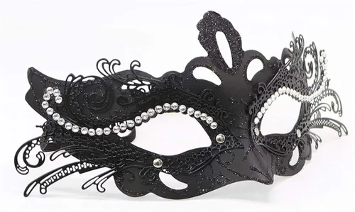 Vista 3 de Awlsyj Máscara de mascarada para parejas de metal veneciano Halloween Mardi Gras para fiesta baile de graduación