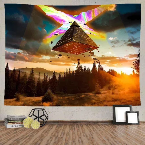 Vista 9 de Ine Ive Tapiz de naturaleza del bosque, Gravity Falls Tapiz de dibujos animados 40x30 pulgadas Fantasía Naturaleza Paisaje Decoración de pared