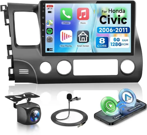 Vista 8 de Estéreo de coche 2G+32G para Honda Civic 2006 2007 2008 2009 2010 2011 con Carplay inalámbrico Android Auto, radio de coche Android de pantalla