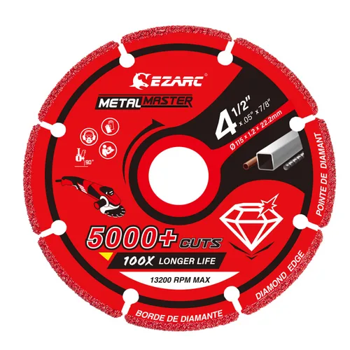 Vista 13 de EZARC Rueda de corte de diamante de 3 x 3/8 pulgadas para metal, rueda de corte con más de 5000 cortes en barras de refuerzo, acero, hierro e INOX
